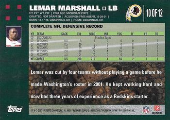 2007 Topps Washington Redskins #10 Lemar Marshall Back