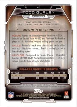 2015 Bowman - Rookies Rainbow Silver Ice #28 Todd Gurley Back