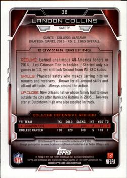 2015 Bowman - Rookies Rainbow Silver Ice #38 Landon Collins Back