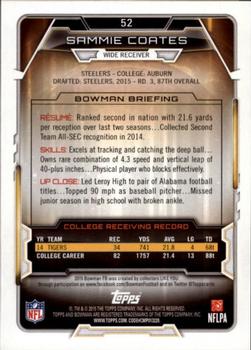 2015 Bowman - Rookies Rainbow Silver Ice #52 Sammie Coates Back