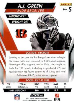 2014 Panini Absolute - Retail Red #5 A.J. Green Back