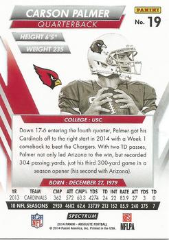 2014 Panini Absolute - Retail Red #19 Carson Palmer Back