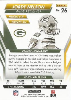 2014 Panini Absolute - Retail Red #26 Jordy Nelson Back