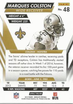 2014 Panini Absolute - Retail Red #48 Marques Colston Back