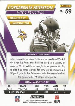 2014 Panini Absolute - Retail Red #59 Cordarrelle Patterson Back