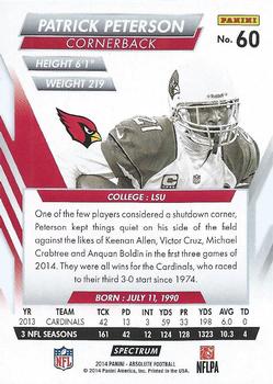 2014 Panini Absolute - Retail Red #60 Patrick Peterson Back