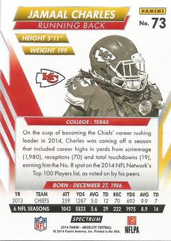 2014 Panini Absolute - Retail Red #73 Jamaal Charles Back