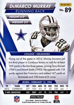 2014 Panini Absolute - Retail Red #89 DeMarco Murray Back