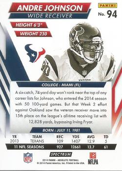 2014 Panini Absolute - Retail Red #94 Andre Johnson Back