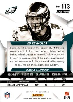 2014 Panini Absolute - Retail Red #113 Ed Reynolds Back