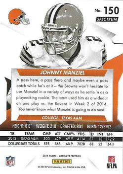 2014 Panini Absolute - Retail Red #150 Johnny Manziel Back