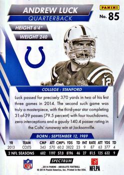 2014 Panini Absolute - Retail Blue #85 Andrew Luck Back