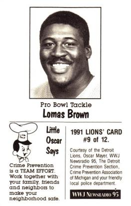 1991 Detroit Lions Police #9 Lomas Brown Back