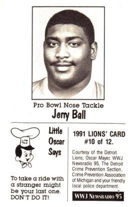 1991 Detroit Lions Police #10 Jerry Ball Back