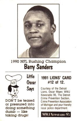 1991 Detroit Lions Police #12 Barry Sanders Back