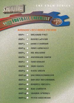 1997 Stadium Club - Checklists #3Rb Series 2 Even Checklist: Inserts Front