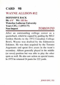 1993 JOGO - Missing Years #9B Wayne Allison Back