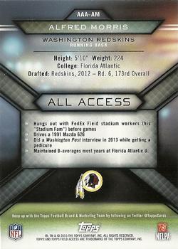 2015 Topps Field Access - All Access #AAA-AM Alfred Morris Back
