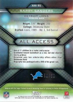 2015 Topps Field Access - All Access Green #AAA-BS Barry Sanders Back
