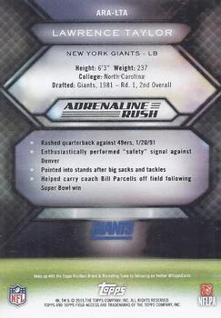 2015 Topps Field Access - Adrenaline Rush #ARA-LTA Lawrence Taylor Back