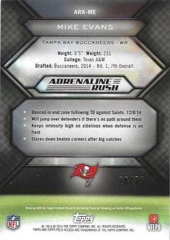 2015 Topps Field Access - Adrenaline Rush Gold #ARA-ME Mike Evans Back
