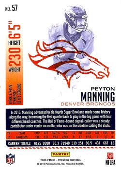 2016 Panini Prestige #57 Peyton Manning Back