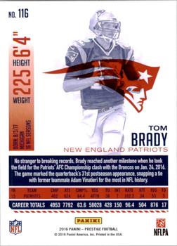 2016 Panini Prestige #116 Tom Brady Back
