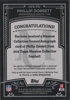 2015 Topps Museum Collection - Museum Framed Autographs 60th Anniversary #MFA-PD Phillip Dorsett Back