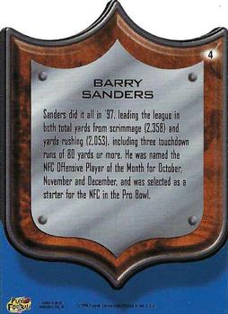 1998 Playoff Prestige SSD Hobby - Best of the NFL Die Cut #4 Barry Sanders Back