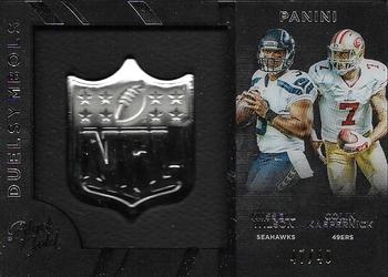 2015 Panini Black Gold - Duel Symbols White Gold #DTS-3 Colin Kaepernick / Russell Wilson Front