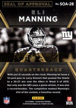 2015 Panini Black Gold - NFL Seal of Approval #SOA-28 Eli Manning Back