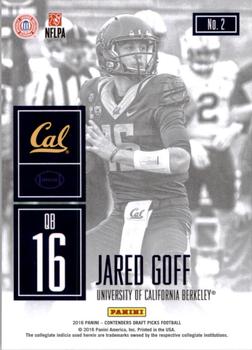 2016 Panini Contenders Draft Picks - Game Day Tickets #2 Jared Goff Back