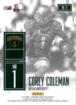 2016 Panini Contenders Draft Picks - Game Day Tickets #11 Corey Coleman Back