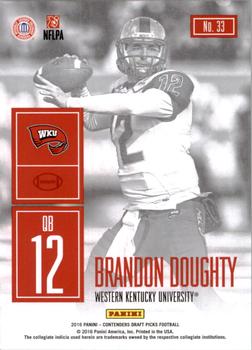 2016 Panini Contenders Draft Picks - Game Day Tickets #33 Brandon Doughty Back