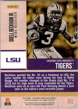 ODELL BECKHAM JR LSU 2016 PANINI CONTENDERS DRAFT OLD SCHOOL COLORS CARD # 18 