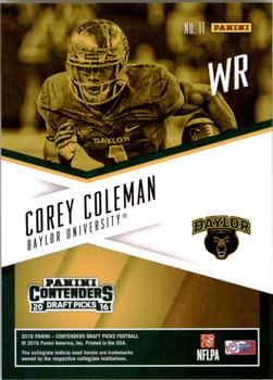 2016 Panini Contenders Draft Picks - School Colors #11 Corey Coleman Back
