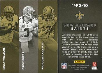 2015 Panini Black Gold - Franchise Gold #FG-10 Ricky Williams / Drew Brees / Marques Colston Back