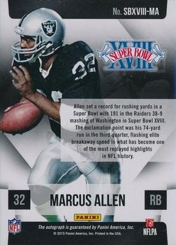 2015 Panini Black Gold - Super Bowl Signatures #SBXVIII-MA Marcus Allen Back