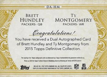 2015 Topps Definitive Collection - Dual Autographs #DA-HM Brett Hundley / Ty Montgomery Back