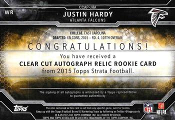 2015 Topps Strata - Clear Autographed Relic Rookies Black #CCAP-JHA Justin Hardy Back