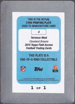 2015 Topps Field Access - Printing Plates Cyan #4 Terrance West Back