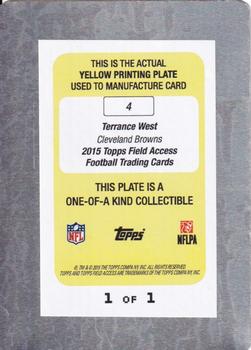 2015 Topps Field Access - Printing Plates Yellow #4 Terrance West Back