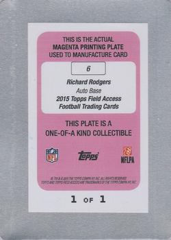 2015 Topps Field Access - Autographs Printing Plates Magenta #6 Richard Rodgers Back
