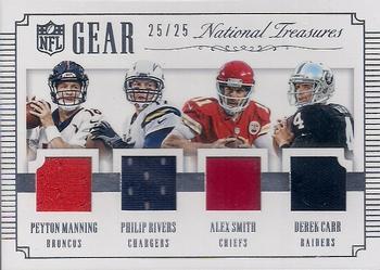 2015 Panini National Treasures - NFL Gear Quads #GQ-AW Alex Smith / Derek Carr / Peyton Manning / Philip Rivers Front
