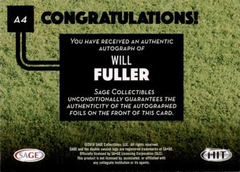 2016 SAGE HIT - Autographs #A4 Will Fuller Back