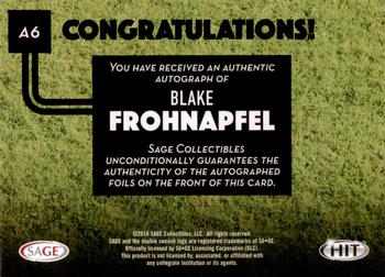2016 SAGE HIT - Autographs #A6 Blake Frohnapfel Back
