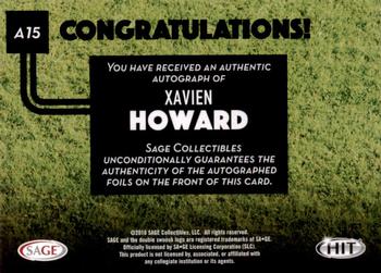 2016 SAGE HIT - Autographs #A15 Xavien Howard Back