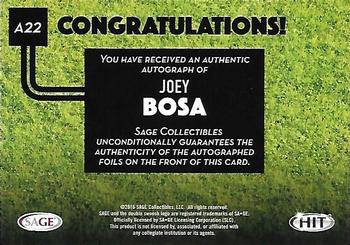 2016 SAGE HIT - Autographs #A22 Joey Bosa Back