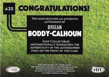 2016 SAGE HIT - Autographs #A35 Briean Boddy-Calhoun Back