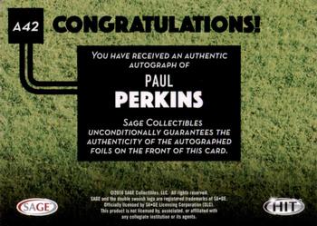 2016 SAGE HIT - Autographs #A42 Paul Perkins Back